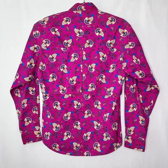VTG Wrangler Frontier Series Women's Button Down Shirt Floral Western Pink Small - Picture 6 of 9